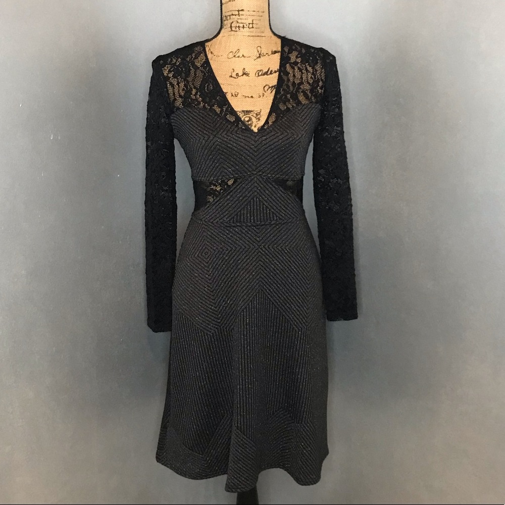 BCBGMAXAZRIA Beautiful Black&Gold Iridescent Dress - Picture 8 of 8
